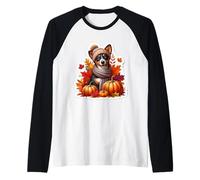 Autumn Fall Lancashire Heeler Dog Owner Thanksgiving Mom Dad Raglan Baseball Tee