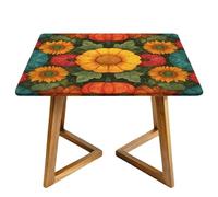 Autumn Fall Leaf Square Tablecloth with Elastic Edgs Maple Leaves Fitted Table Cover Waterproof Topper Cap for Dining Wedding Party Picnic 176cm