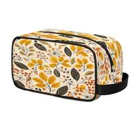 Autumn Fall Leaves Berry Toiletry Bag for Travel, Cosmetic Makeup Bag Waterproof Polyester Shaving Bag for Men Women Kids, Portable Organizer for Bathroom Gym Vacation