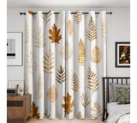 Autumn Fall Leaves Curtains Blackout, 66x90 Inch 2 Panels - Vintage Leaf Botanical Pattern Black Out Curtains, Home Decor, 90 Drop Eyelet Window Drapes for Bedroom, Living Room A&BT134