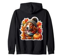 Autumn Fall Nederlandse Kooikerhondje Dog Owner Thanksgiving Zip Hoodie