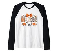 Autumn Fall Nurse Shirt for Women Thankful Grateful Blessed Raglan Baseball Tee