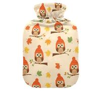 Autumn Fall Owl Beige Hot Water Bottle with Cover for Pain Relief Bed Warmer for Headaches, 2L