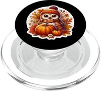 Autumn Fall Owl Bird Lover Thanksgiving Pumpkin Leaves Cute PopSockets PopGrip for MagSafe