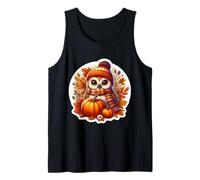 Autumn Fall Owl Bird Lover Thanksgiving Pumpkin Leaves Cute Tank Top