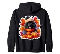 Autumn Fall Puli Dog Owner Thanksgiving Mom Dad Pumpkin Cozy Zip Hoodie