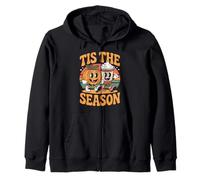 Autumn Fall Pumpkin Retro Cartoon Character Tis The Season Zip Hoodie