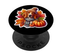 Autumn Fall Redbone Coonhound Dog Owner Thanksgiving Mom Dad PopSockets Adhesive PopGrip