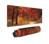 Autumn Fall Season Nature Landscape Forest Alley Trees Foliage Gaming Keyboard Mouse Pad Mousepad Accessories Huge Extended XL Stitched Edge Rubber Sole for Home Office(31.5"X 11.8")
