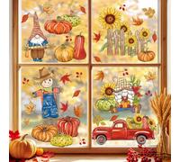 Autumn Fall Window Stickers Clings Gnome Scarecrow Pumpkin Window Decals