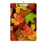 Autumn Falling Leaves Plastic Clipboard A4 Letter Size PVC Writing Board with Low Profile Silver Metal Clip Hardboard for School, Office 12.5x9 Inch