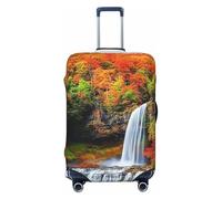 Autumn Falls Stone Lake Yellow Leaves Elastic Travel Luggage Cover Suitcase Protector, Print Suitcase Baggage Cover Anti-Scratch