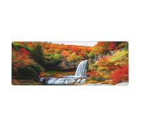 Autumn Falls Stone Lake Yellow Leaves Mouse Pad In Big Extended Non-Slip Rubber Base Mousepad With Stitched Edges Gaming Pc Desktop Large Mouse Pad 11.8x31.5