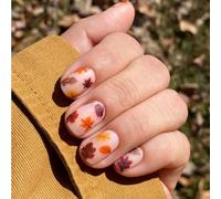 Autumn False Nails - Short Square Press on Nails - Vivid Fiery Red Maple Leaves Patterns on Nails - Fashion,Versatile, Durable,Long-lasting Acrylic Nails - Fake Nails for Women