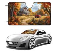 Autumn Farm Printed Windshield Sun Shade Heat Absorption Windproof Foldable Car Window Shades Cover for Universal Vehicle