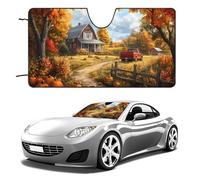 Autumn Farm Printed Windshield Sun Shade Heat Absorption Windproof Foldable Car Window Shades Cover for Universal Vehicle