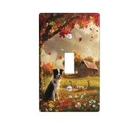 Autumn Farmhouse Light Switch Cover Plate, Fall Rustic Dog Barn Single Toggle Wall Plates, Thanksgiving Holiday Decor, Country Wall Accents, Switch Plate Standard Size Single Rocker
