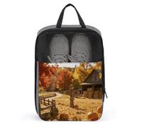 Autumn Field Watchman Shoe Bag with Mesh Waterproof Portable Travel Shoe Pouch Zipper Packing Organizer Expandable Packing Organizers Portable Sneaker Bag for Men Women