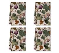 Autumn fig Kitchen Towels Set of 4,Botanical Vintage Leaves Vines Green Absorbent Stove Side Towel Kitchen Essentials 16x24 Inch (4PCS)