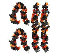 Autumn Fireplace Garland - Artificial Maple Leaf Garland Thanksgiving Decoration | 4 Pieces Ornaments for Harvest Festival Wedding Farm Garden Fireplace Outdoor Terrass