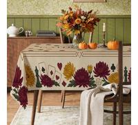 Autumn Floral Game Night Chrysanthemums Table Cloth 60x86 Inch