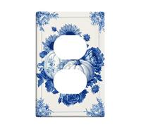 Autumn Floral Light Switch Cover Plates/Outlet Covers, Blue Pumpkin and Sunflowers for Wall Decor, Thermoplastic Wall Plates, Standard Size Single Duplex Outlet