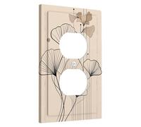 Autumn Floral Light Switch Cover Plates/Outlet Covers,Cream Ginkgo Leaves for Wall Accents,Thermoplastic Wall Plates,Standard Size Single Duplex Outlet