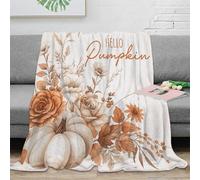 Autumn Floral Pumpkin 3D Printed Blanket Microfiber Home Decor Pumpkin Throw Blanket for Adults Sofa Bedroom All Season Soft Cozy 40x50inch(100x130cm)
