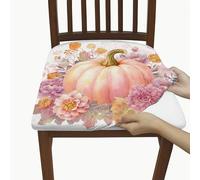 Autumn Floral Pumpkin Chair Cushion Covers, Stretchable Removable Spandex Seat Covers with Vibrant Flower Print, Fall Decorative Chair Slipcovers for Home Decor 2PCS