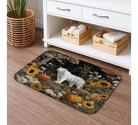 Autumn Floral Quick Dry Bath Mat, Tiger and Sunflower Pattern Absorbent Non Slip Shower Mat, Vintage Memory Foam Washable Bath Rugs for Bathroom Toilet Restroom Decorative 16x24 Inch