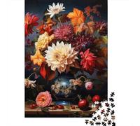 Autumn Floral Still Life 1000 Piece Thick Cardboard Fall Flower Close-up Art Puzzle for Adults Precise Cutting Minimal Dust Quiet Time Eco-friendly Smooth Finish 70x50cm/1000pcs