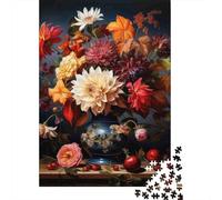 Autumn Floral Still Life Jigsaw Puzzles for Adults: Fall Flower Face Art Educational Games for The Whole Family Women 70x50cm/1000pcs