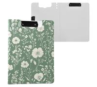 Autumn Flowers Carnation Peonies Sage Green Clipboard with Folder Two Metal Clips Pen Holder Clip Board with Hard Cover Clipboard Binder Doctors Supplies