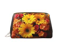 Autumn Flowers Haystack Pumpkin Leather Makeup Bag, Large-Capacity Travel Storage Bag, Dual-Purpose Toiletries and Makeup Bag