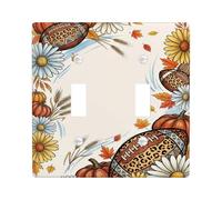 Autumn Football and Pumpkins Theme Double Light Switch Cover Plate
