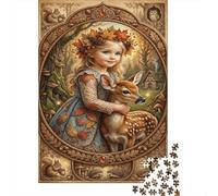 Autumn Forest 1000 Piece Puzzle Girl And Fawn for Relaxation First-Time Jigsaw Users Memory Improvement Small Gift Idea 70x50cm/1000pcs