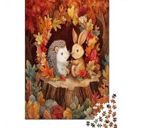Autumn Forest 38x26cm/1000pcs Erwachsenenpuzzle - Hedgehog And Rabbit Erwachsenenpuzzle DIY-Puzzlespielzeug