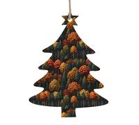 Autumn Forest 6 PCS Scandinavian Christmas Wooden Ornaments - Set of 6 Natural WoodDesigns for Cosy Rustic Xmas Tree & Home