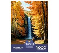 Autumn Forest And Waterfall Jigsaw Puzzles for Adults Kids Interesting Puzzles 1000 Pieces Impossible Puzzle for Adults Gifts 38x26cm/1000pcs