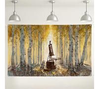 Autumn Forest Art Backdrop, Watercolor Nature Scene Photography Background, Ideal for Fall Events, Cozy Indoor/Outdoor Decorations 71x43 Inch