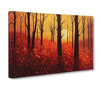 Autumn Forest At Sunset Canvas Wall Art Print 30x20 Inch