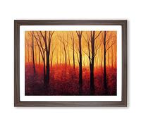 Autumn Forest At Sunset Framed Wall Art Print A2 Walnut
