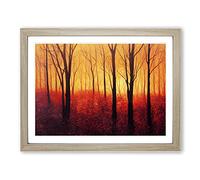 Autumn Forest At Sunset Vol.3 Framed Print | A2 Oak Framed Wall Art | Ready to Hang | Modern Landscape Picture | Living Room Bedroom Lounge Office