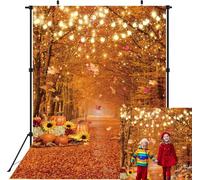 Autumn Forest Backdrop Autumn Maple Leaf Pumpkin Photography Background Fall Farm Harvest Party Decorations Banner Photo Backdrop (6X8FT(70 x 94 inch))
