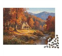 Autumn Forest Cabin Jigsaw Puzzle 1000 Piece Jigsaw Puzzle Paper for Adults Nature Scene 52x38cm/1000pcs