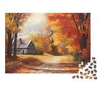 Autumn Forest Cottage 1000 Piece Jigsaw Puzzle Paper for Adults Scenic Pathway 38x26cm/1000pcs