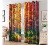 Autumn Forest Curtains for Living Room, Fall Birch Tree Blackout Curtains Bedroom, 66 x 84 Inch 2 Panels, 84 Drop Eyelet Thermal Window Drapes, Home Decor E-D17