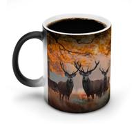 Autumn Forest Deer Discoloration Mug Color Changing Magic Travel Cup Ceramic Heat Sensitive Coffee Mugs