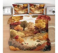 Autumn Forest Duvet Cover Set Junior, Colorful Tree Quilt Cover with Zipper, River Fallen Leaves Junior Reversible xxx Comforter Cover, Soft Microfiber Natural Scenery Bedding 120 x 150 cm