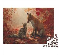 Autumn Forest, Fox, Tabby Cat Jigsaw Puzzles Challenge Toy Educational Games Home Decoration for Adults& Teenager Age 14 Years Up 1000pcs (75x50cm)